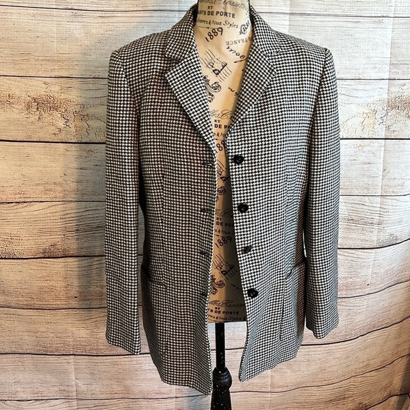 Talbots Herringbone Blazer Wool Lined Pockets Size 8 P Petite Made in Italy - Picture 7 of 10